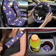 thumbnail image 2 of XYZCANDO Ghost Spider Web 14 Pcs Auto Seat Covers Full Set Steering Wheel Cover Center Console Pad Seat Belt Covers Headrest Covers Cup Coasters for Most Cars SUVs Sedans, 2 of 7