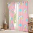 thumbnail image 3 of Kawaii Rainbow Cozy 30%-50% Blackout Curtains With Playful Clouds Boho Stars Print, Cartoon Style Rainbow Design Curtains & Drapes Room D茅cor, 52''Wx63''L, Pink, 3 of 6
