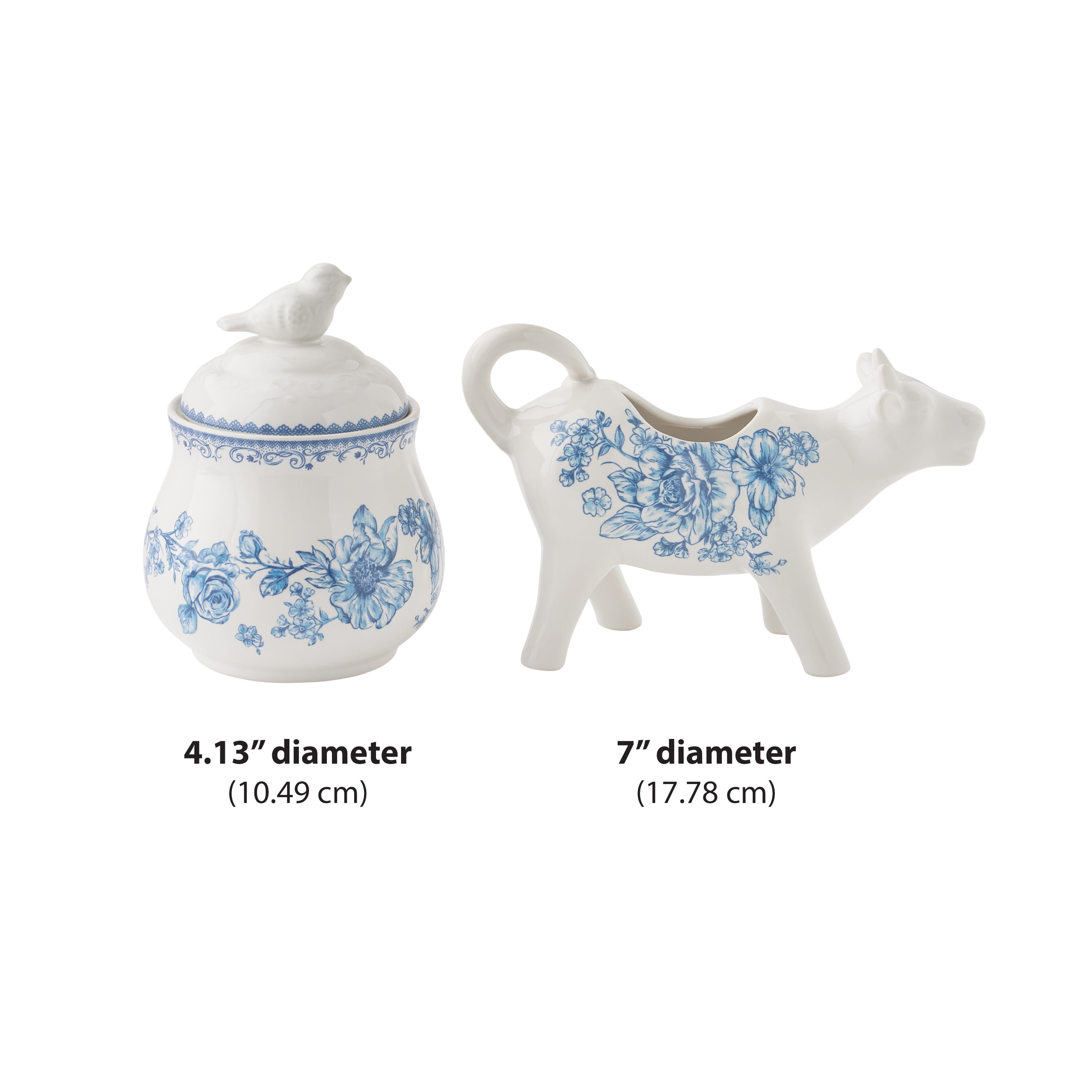 The Pioneer Woman Agatha Stoneware Sugar Bowl and Creamer Set, Blue