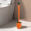 Juego de escobilla y desatascador de silicona para inodoro - Para montaje en pared o de pie, cabezal flexible para limpieza de esquinas, incluye funda (amarilla, azul o verde) - 43,5 cm