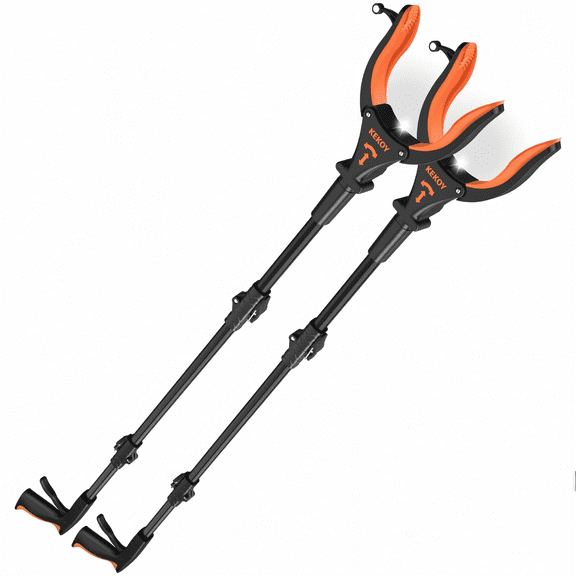 2-Pack 32" Grabber Reacher Tool with Light, Extended Claw, Foldable Design, and Magnetic Gripper - Ideal for Elderly, Trash Picking, and Easy Reaching (Orange)