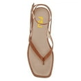 thumbnail image 4 of FSJ Women Split Toe Strappy Thong Sandals Buckled Ankle Strap Flat Heeled Shoes Summer Beach Dressy Flatform Sandals Size 14 Brown, 4 of 5