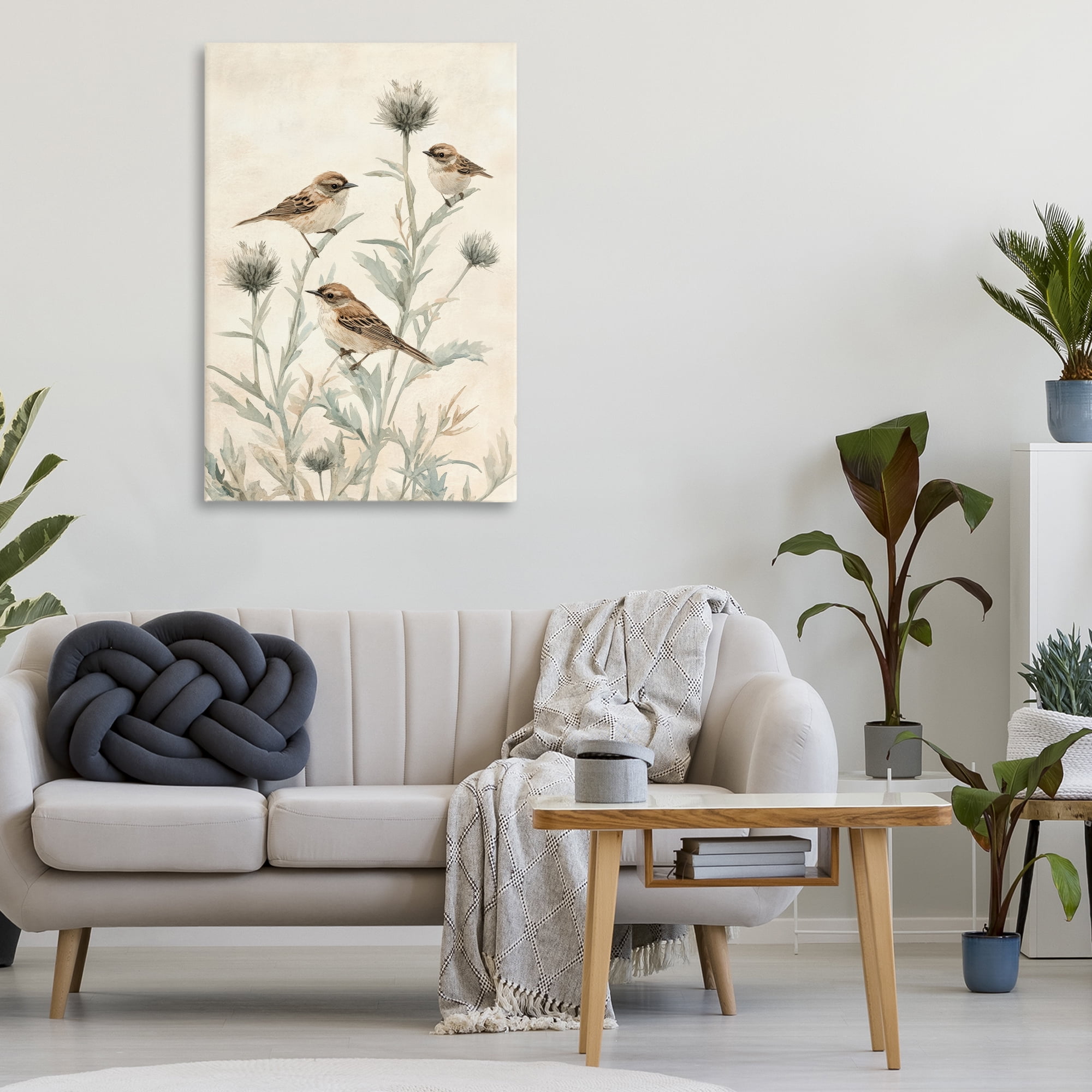Stupell Industries Sparrows on Thistle Stems Canvas Wall Art, design by Petal Prints Design