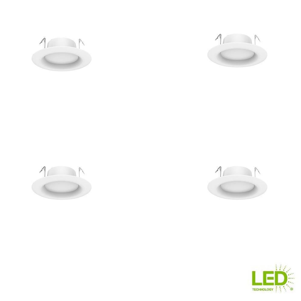 EcoSmart in. White Integrated LED Recessed Trim, Daylight (4-Pack) 