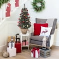 thumbnail image 5 of Aoile 3FT Pre-Lit Snow Flocked Christmas Tree in Burlap Base, Desktop Artificial Potted Xmas Tree with 70 LED Lights, 5 of 5