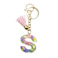 thumbnail image 3 of CSChome Initial Keychain with Pink Tassels Colorful Acrylic Initial Keychain with Pink Tassels Decor Letter Cup Pendant Keyring Water Bottle Decoration Birthday Gift, 3 of 6