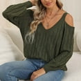 thumbnail image 7 of hotojiny Oversized Sweaters for Women Deep V Neck Long Sleeve Knit Cold Shoulder Sweater Loose Tunic Pullover Tops, 7 of 7