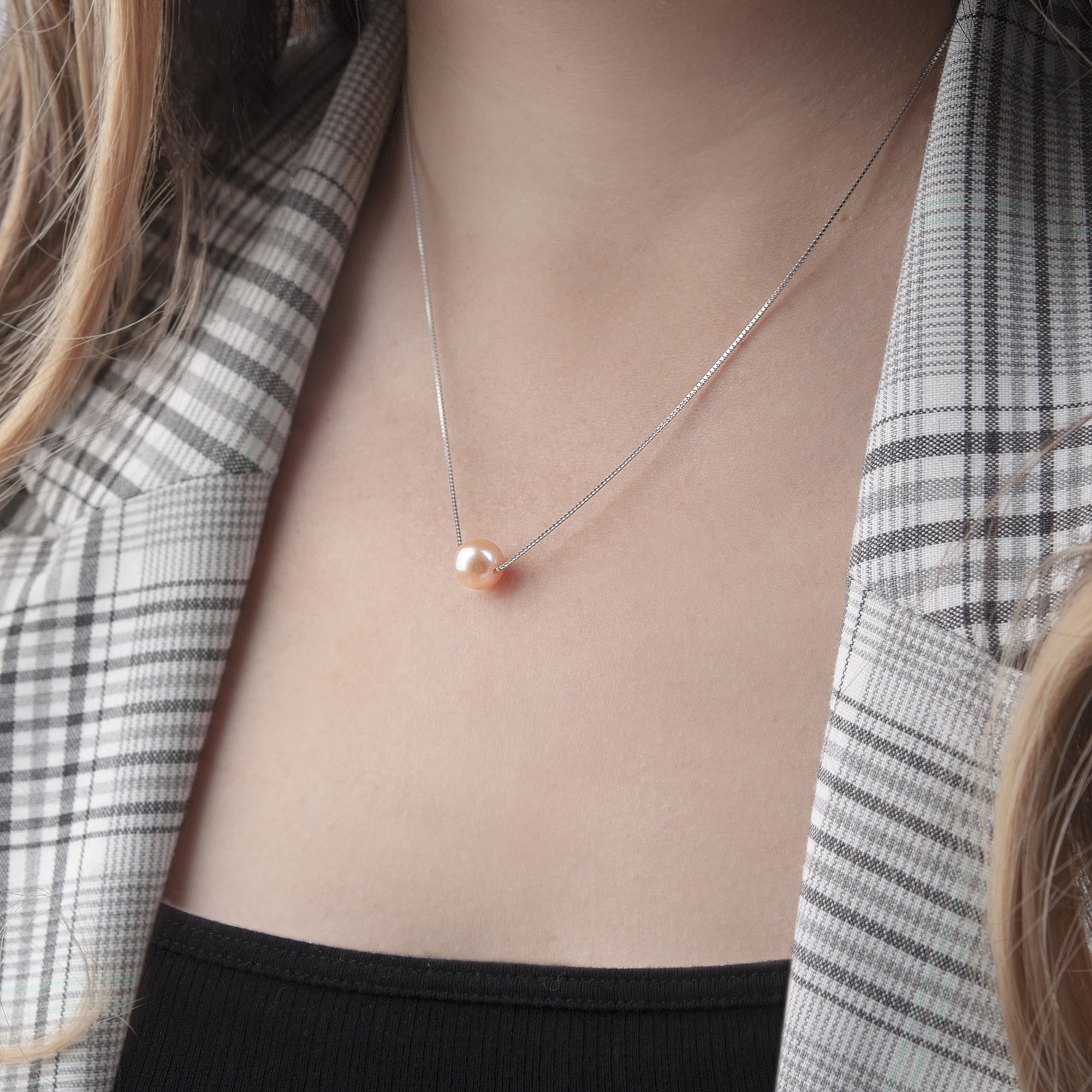 Anavia to Daughter Pregnancy Gift from Mom, Pregnancy Mom Pearl Necklace for Daughter, To My Daughter on your Pregnancy -[Pink Pearl + Silver Chain]