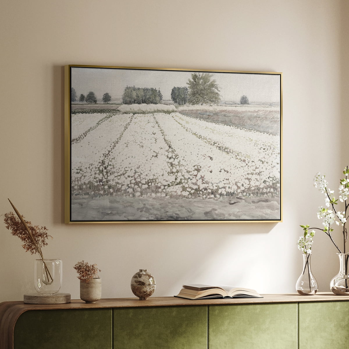 Vintage Landscape-CCCIV By Wexford Home Framed in Gold Wood Gallery Wrapped Canvas 25 in. x 37 in.