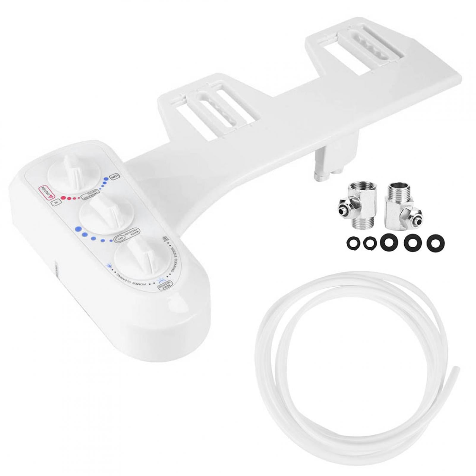 YAHHU 3/8 Thread Bidet Attachment Hot and Cold Water Double Nozzle Toilet Bidet Sprayer Standard White (18.11 inches / 46 cm)