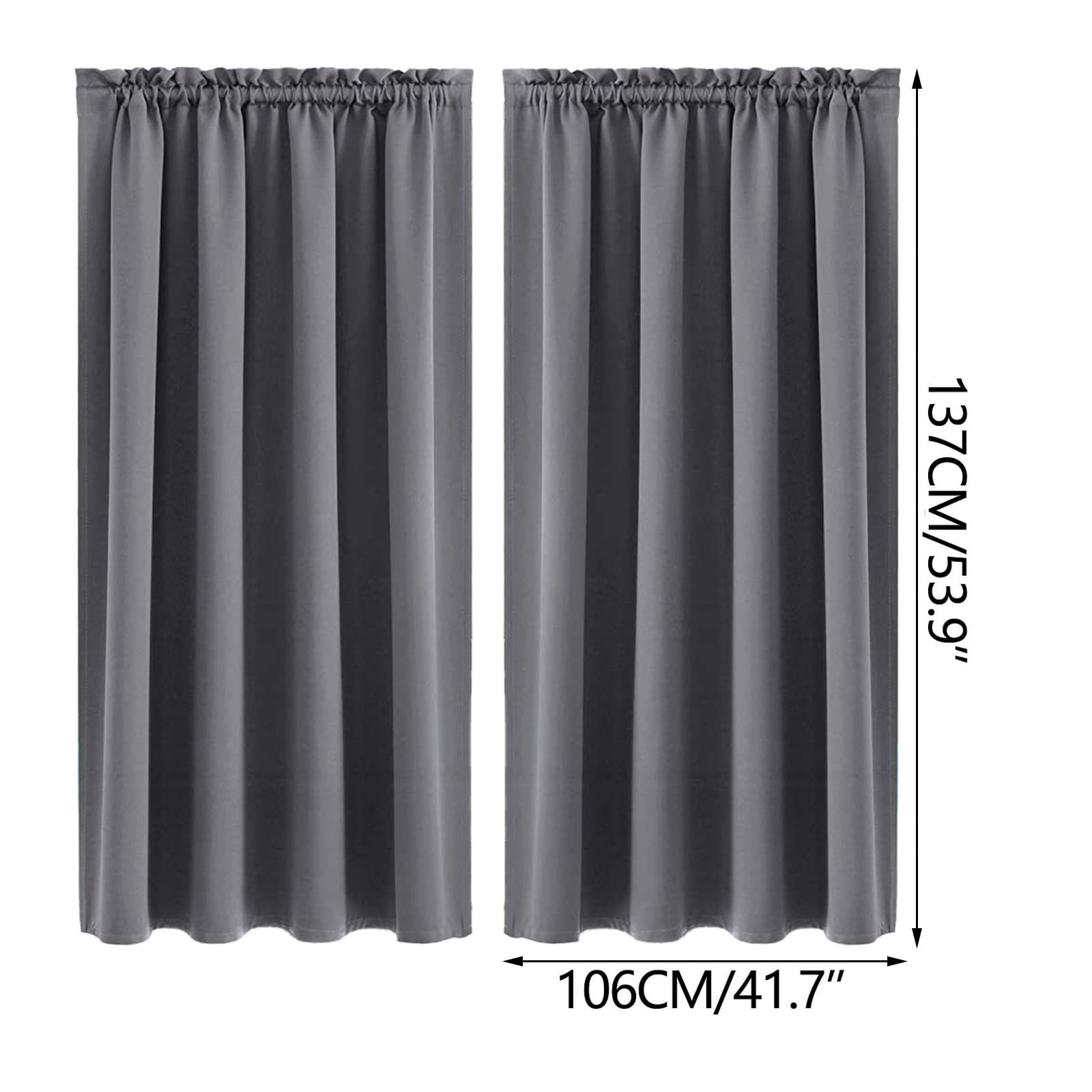 Gray Blackout Curtains 84 inch Length, Rod Pocket Room Darkening Drapes for Bedroom Living Room, Insulated Thermal Light Blocking Window Curtain (W52 x L84 Inch)