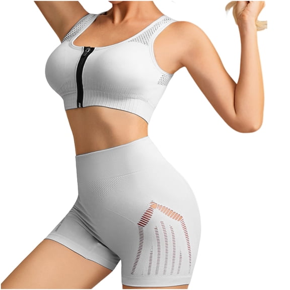 Uootdi 2 Piece Outfits Women Solid Color Seamless Sports Bra And Biker Shorts Soft Stretchy Gym Activewear Sets Gift