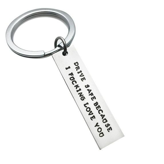 Letters Engraved Drive Safe Personalized Custom Keyring Stainless Steel Car Key Ring Husband Boyfriend Gift Keychain