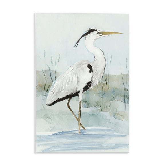 Stupell Industries Stepping White Egret Animals Painting Unframed Art Print Wall Art, 10 x 15