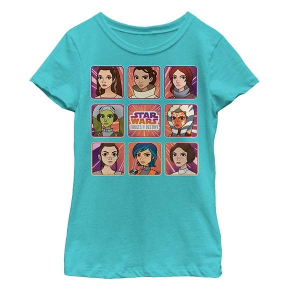 Girl's Star Wars: Forces of Destiny Panels Graphic Tee Tahiti Blue Large