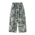 thumbnail image 2 of YMNXA Big Kids Girls Cargo Jogger Pants Elastic Waist Wide Leg Camouflage Print Loose Fit Fashion Trousers With Pockets Streetwear For Casual Daily Wear,Camouflage,5-6 Years, 2 of 9