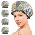 thumbnail image 7 of Shower Caps,Blue Floral and Petal Pattern Waterproof Shower Cap for Women 4 Pieces,Double Reusable Hair Cover for Shower PEVA Elastic Stretch Hem, 7 of 7