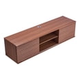 thumbnail image 1 of Soporte flotante para TV VEVOR, centro de entretenimiento de pared de 60" con estante ajustable y puertas corredizas, estante flotante de 2 niveles con gabinete para reproductor de DVD, 1 of 8