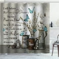 thumbnail image 5 of Rustic Farmhouse Shower Curtain, Blue Butterfly White Cotton Flower Inspirational Quotes Shabby Chic French Country Bathroom Decor Waterproof Fabric Shower Curtain, 72 X 72 Inch, Amazing Grace, 5 of 6