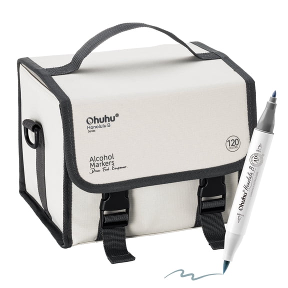 Ohuhu 120 Unique Colors Brush-and-Fine Dual Tips Alcohol-Based Markers  1 Colorless Blender for Adults Coloring, Highlighter Sketch Markers