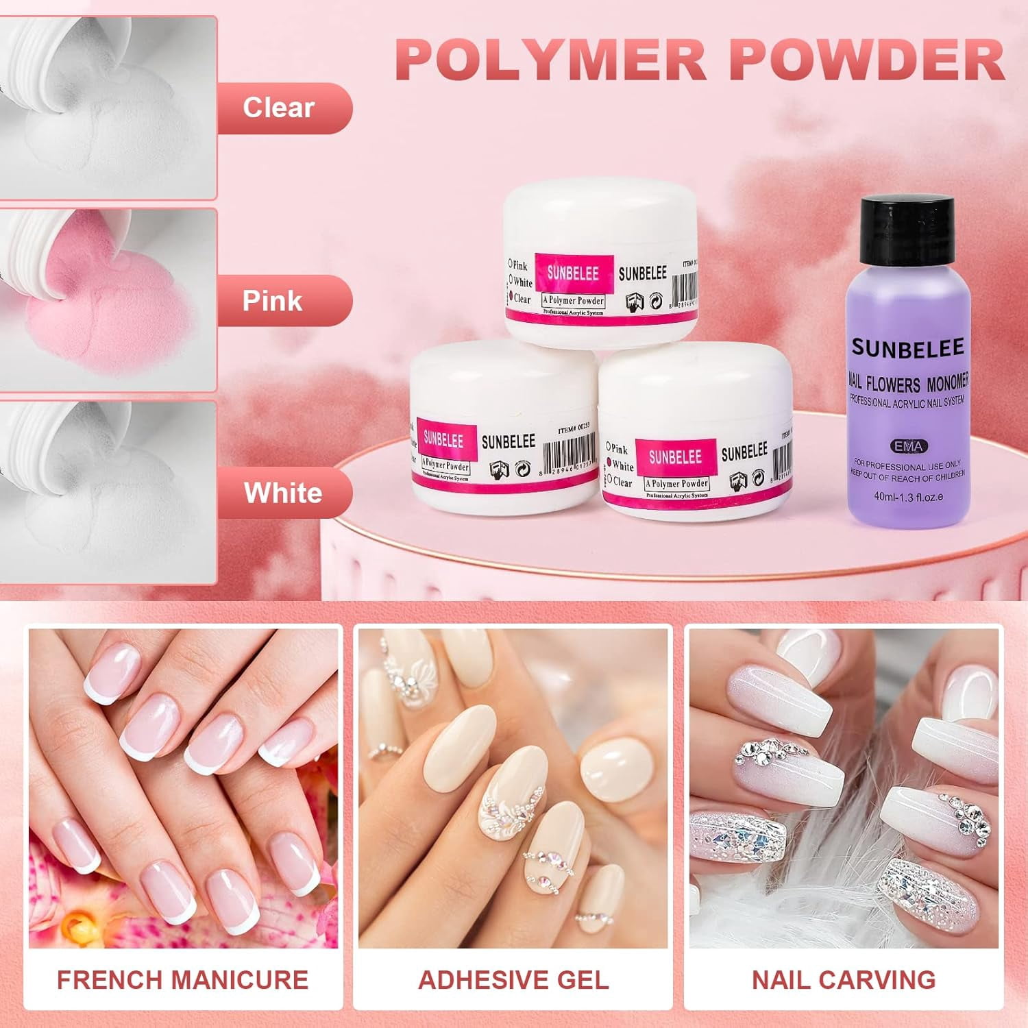 EP Professional Acrylic Nail Kit with UV Light, Gel Polish, Drill, Art Tips & Decoration - DIY Nail Art Tool & Supplies
