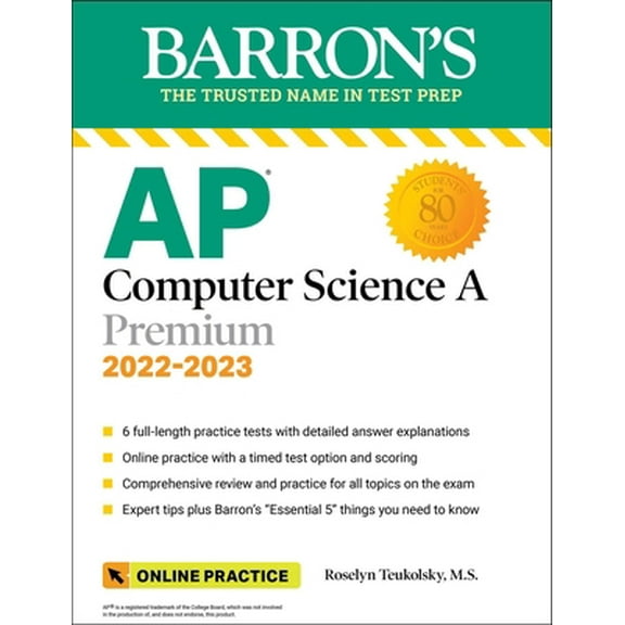 Pre-Owned AP Computer Science a Premium, 2022-2023: Comprehensive Review with 6 Practice Tests   an Online Timed Test Option (Paperback) 1506264158 9781506264158
