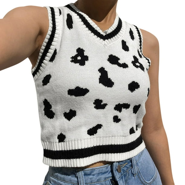 Cow Print Sweater Vest