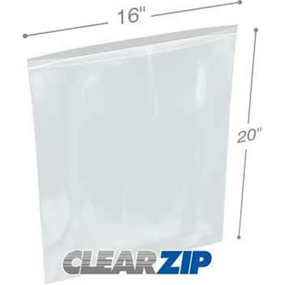 International Plastics CZ41620 16 x 20 in. ClearZip Lock Bags, 0.004 Gauge - Case of 500