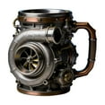 thumbnail image 2 of Retro Engine Coffee Mug 13oz Stainless Steel Mechanical Turbocharger Mug Best Select for Car Enthusiasts, Mechanics & Gearheads Gray, 2 of 6