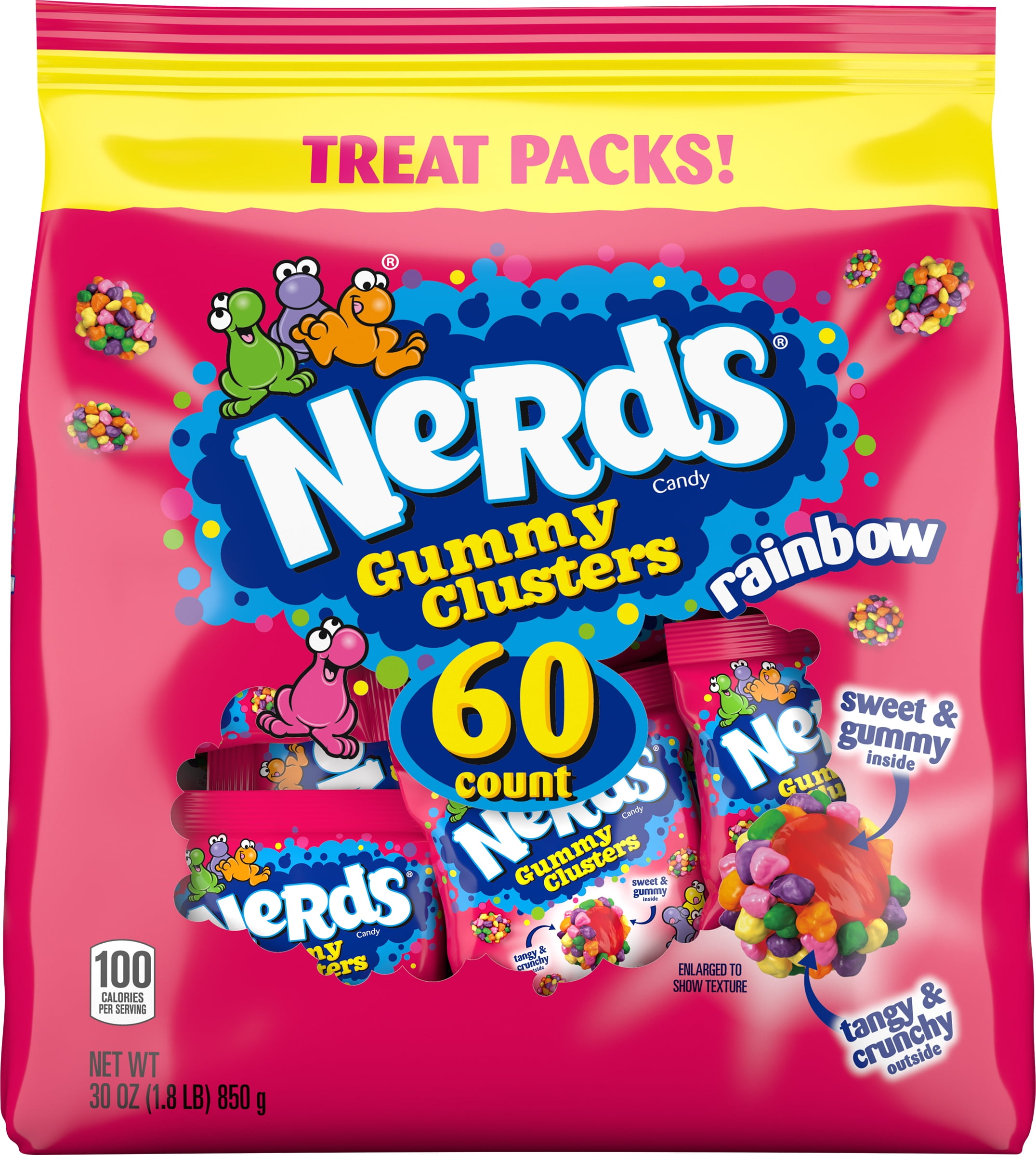 Nerds Gummy Clusters Treat Packs 60 Count 30 Ounce Bag