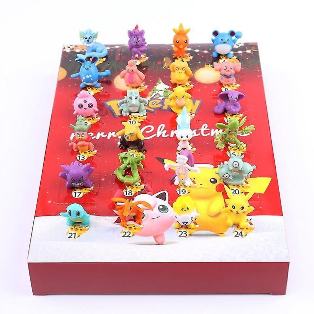 24 Uds calendario de Adviento de Navidad caja ciega para Pokemon figuras de acción de juguete figura oso de fresa Electrónica