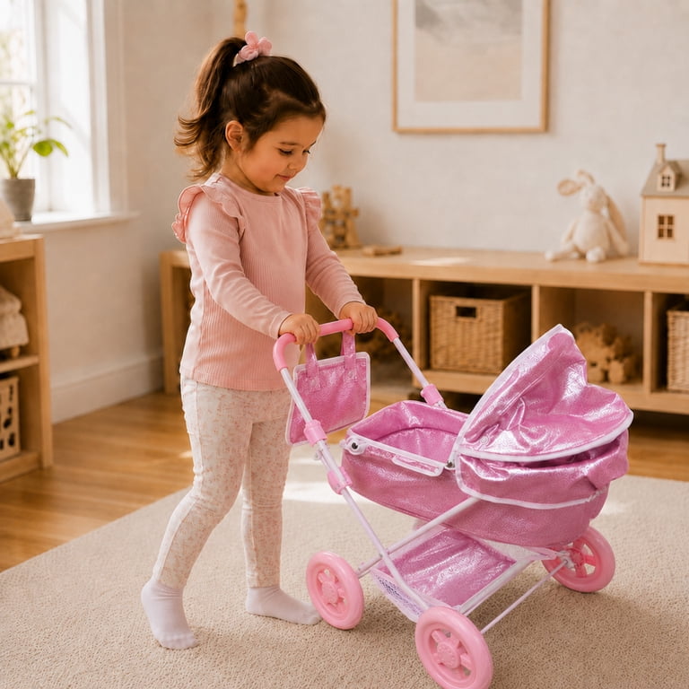 Olivia's Little World Glitter Pink Baby Doll Pram photo 4