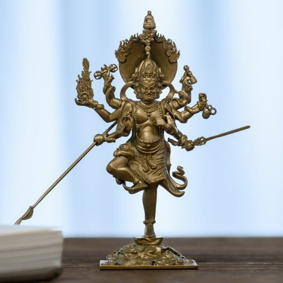 Handcrafted Uchchhishma Buddha Statue Vintage Brass 3.31in Purification & Strength Unique Gift for Altar