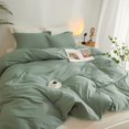 thumbnail image 2 of Duvet Cover King Size Washed Microfiber Green Bedding Sets Simple Style Light, 2 of 9
