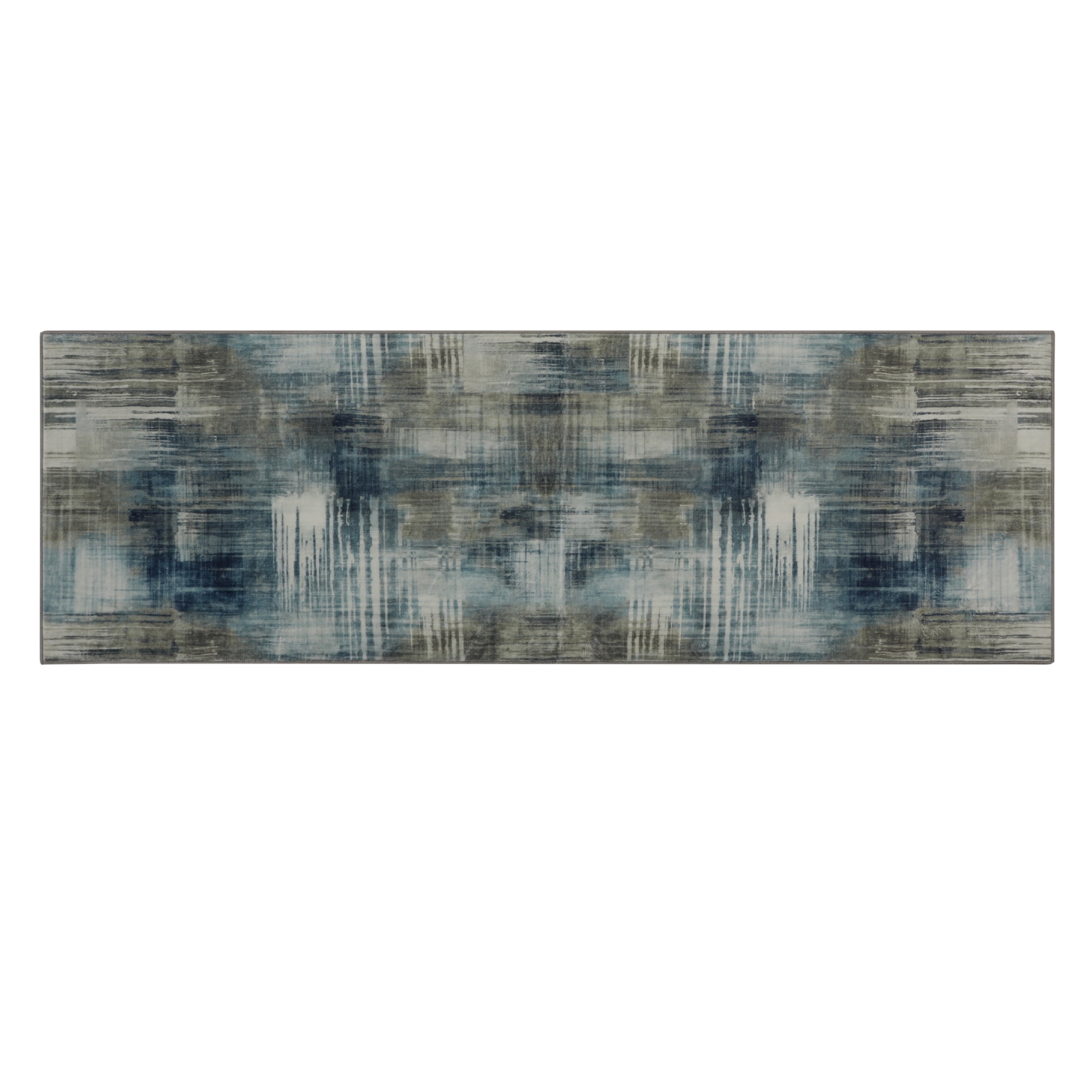 Washable Skid-Resistant Runner Rug Geometric Taupe 24" x 72"