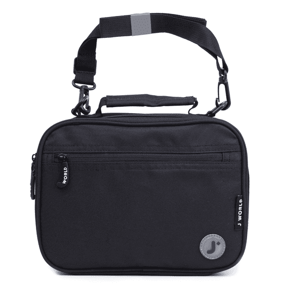 J World Boys and Girls Cody Insulated Kids Lunch Bag with Shoulder Strap, Black