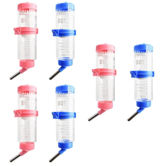 Masteelf 6 pcs Leakproof Pet Cage Drinking Bottles Rabbit Chinchilla Water Containers