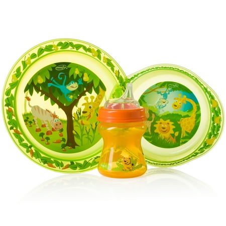 Feeding Extension Set - Evenflo Feeding Zoo Friends Toddler Feeding Set - 6m+, 3ct