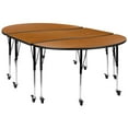thumbnail image 2 of Emma + Oliver 3 Piece Mobile 86" Oval Wave Collaborative Oak Adjustable Activity Table Set, 2 of 14
