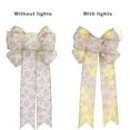 thumbnail image 3 of 2Pack Christmas Tree Topper Bow,11.8 x 15.4 inch Burlap Lighted Bow Xmas Wreath Burlap Bow LED Lights Bow Winter Door Wall Decor Christmas Tree Topper for Indoor Outdoor Winter Xmas Decoration, 3 of 9