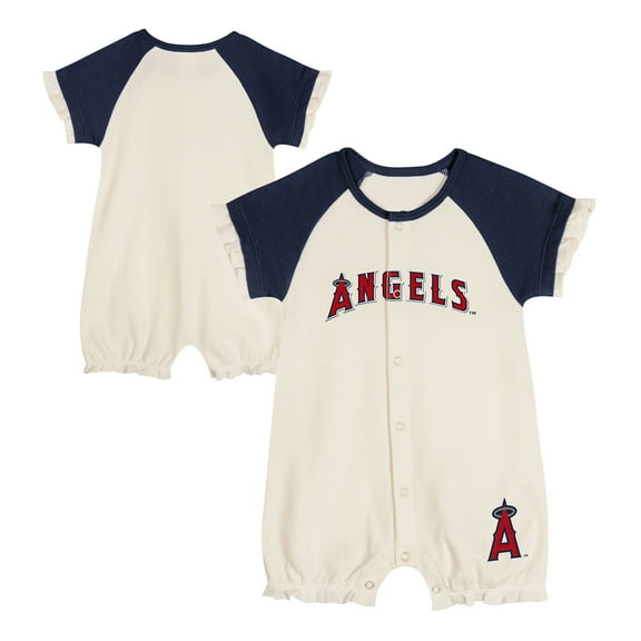 Infant  White Los Angeles Angels Slide Run Raglan Coveralls