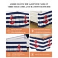 thumbnail image 5 of Nautical Anchor Bed Skirt California King Size 18" Drop Coastal Navy Blue Stripe Ruffled Wrap Around Bed Skirts Adjustable Elastic Bedskirt Dust Ruffle for California King Size Bed, 5 of 7
