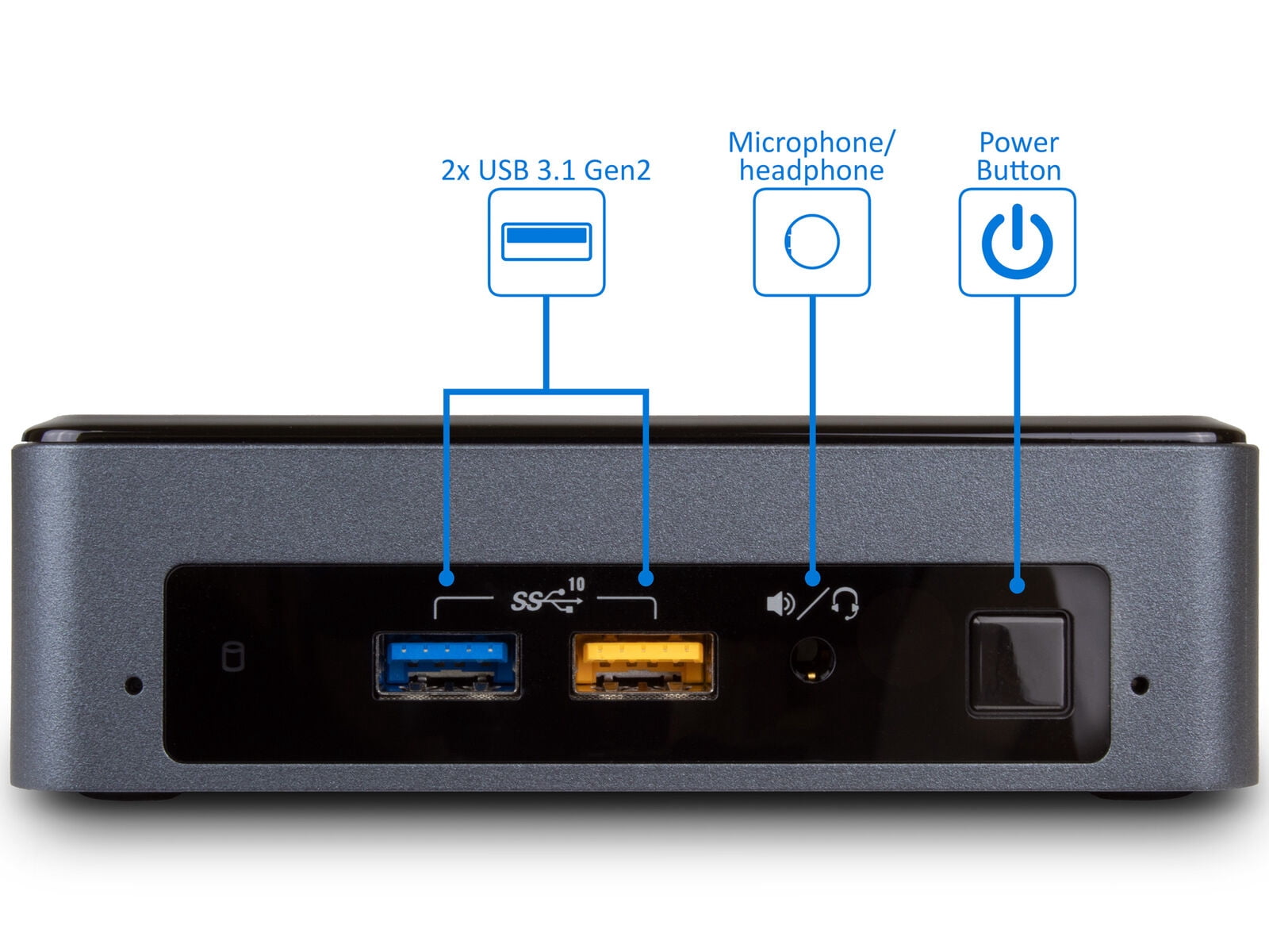 UsedIntel NUC8i7BEK Mini PC, Intel Core i7-8559U Upto 4.5GHz, 32GB RAM, 2TB NVMe SSD, HDMI, Thunderbolt, Card Reader, Wi-Fi, Bluetooth, Windows 10 Pro