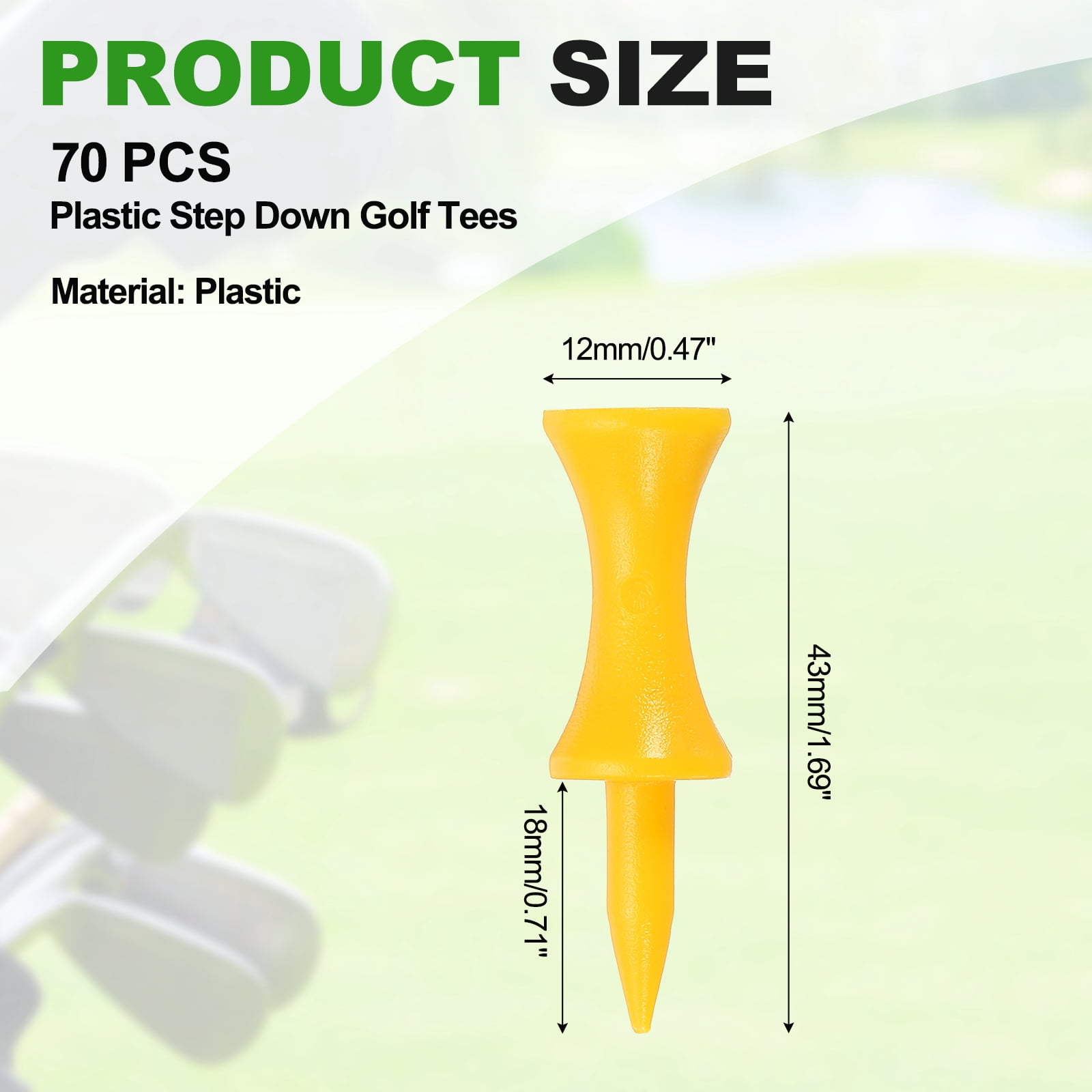 Uxcell Plastic Step Down Golf Tees, 1.7 Inch Unbreakable Plastic Golf Tees Bulk, 140 Pack & Yellow - Fitting For(Practice/Outdoor/Golf Course/Competition/Leisure)