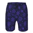 thumbnail image 3 of Rocae purple flower Snowflake for Men's Beach Shorts Casual Elastic Waist Drawstring Summer Beach Shorts,S-3XL-3X-Large, 3 of 6
