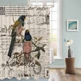 thumbnail image 3 of Fabric Shower Curtain, Blue Green Bird Postmark Envelope Design Linen Pattern Bathroom Curtain with 12 Hooks Waterproof No Bad Odor Machine Washable Bath Curtains for Bathroom, Spa Room, 60"x72", 3 of 6