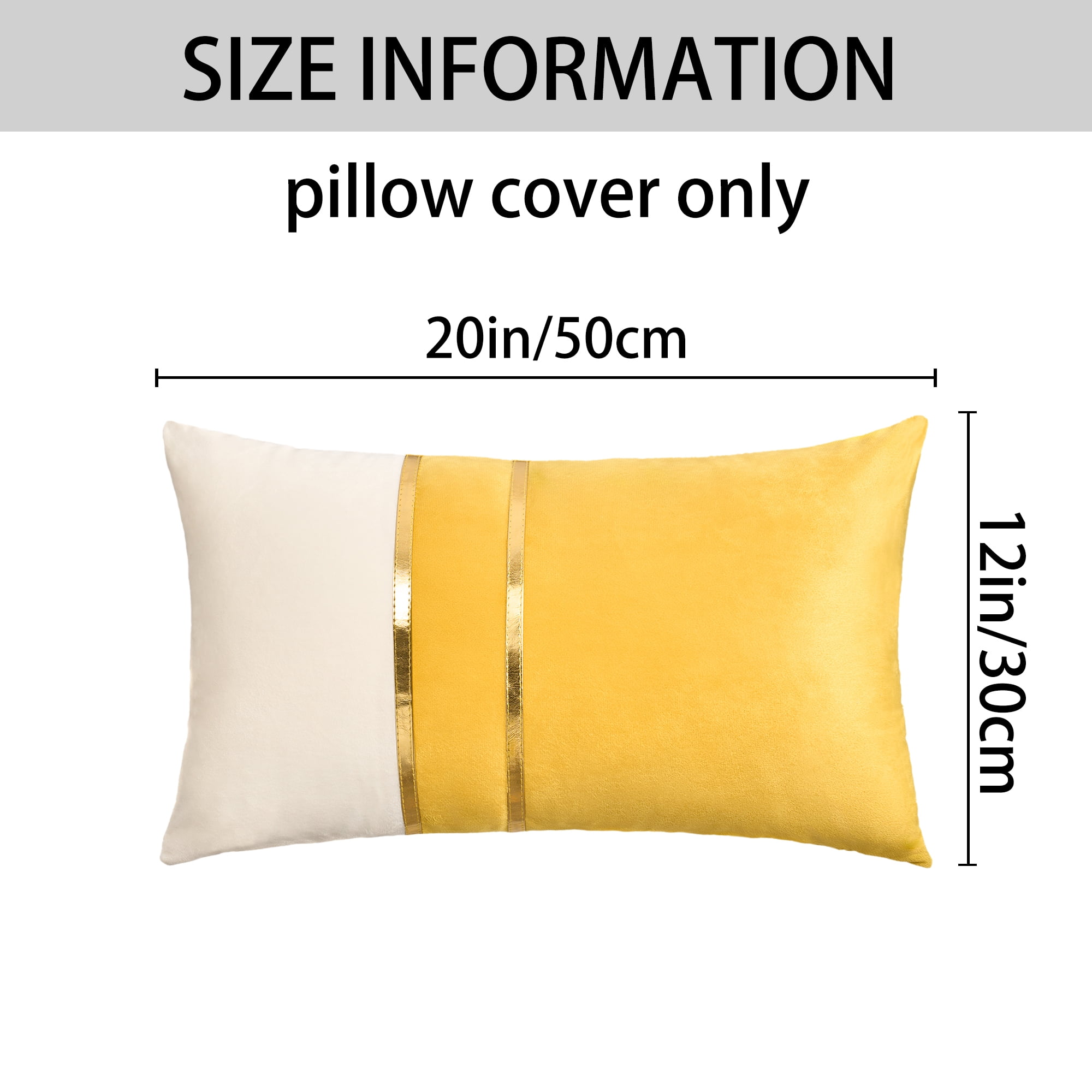 Unique Bargains Velvet Soft Square Pillow Covers Pack of 2 Yellow 20" x 12"