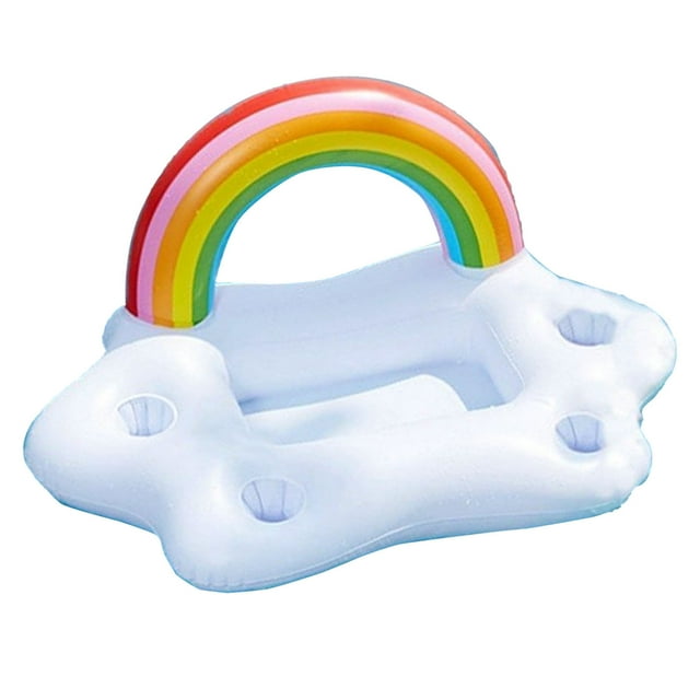 PVC Inflatable M.u.lti Hole Beverage Holder For Beer Fruit Wine Phone Perfect For Pools.ide Parties & Dining,Inflatable Rainbow Pool Wine Glass Holder/Rack,Pool Cup Holder