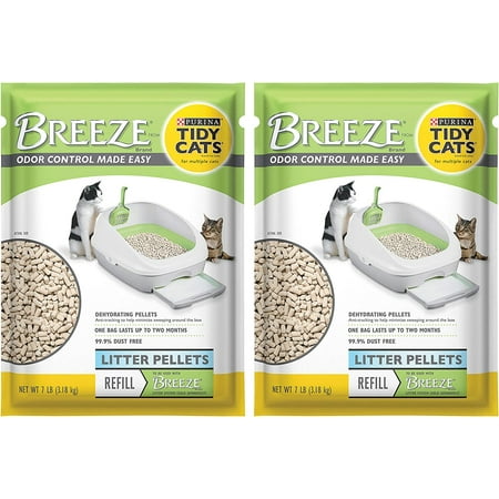 Tidy CatsLISER Breeze Pellets - 7 lbs XL Bag (2-Pack) Product Description Control odor and make cleaning up your cat s litter box a hassle-free task with this Purina Tidy CatsLISER BREEZE cat litter pellets refill. Designed to work with the Tidy CatsLISER BREEZE litter system (sold separately)  these litter pellets allow urine to pass through  leaving solid waste on top. This makes scooping your BREEZE litter system quick and easy. These pellets are 99.9% dust-free  so they pour cleanly into your automatic cat litter box without leaving a mess behind. Designed to dehydrate solid waste  these litter pellets help to keep your cats  litter boxes clean and tidy. They are formulated for multiple-cat households  so your feline family is happy and willing to make use of their cat corner. Featuring outstanding odor control  these pellets help to keep your home smelling crisp and clean. Check litter box maintenance off your to-do list with these innovative litter pellets.