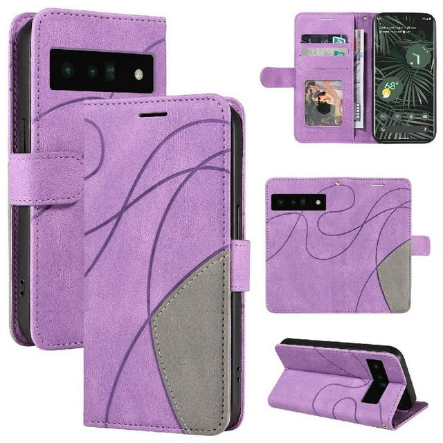 GANGXUN Flip Case for Google PixeL 6 Pro – Leather Wallet Cover with Card Slots, Kickstand & Color Stitching Protective Folio